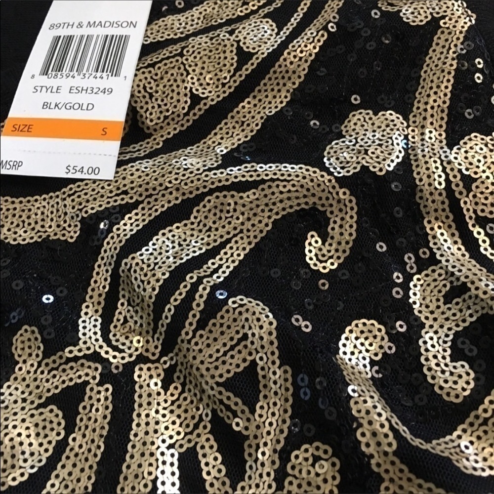 89TH & Madison black gold sequin sleeveless top NWT small - Picture 3 of 9